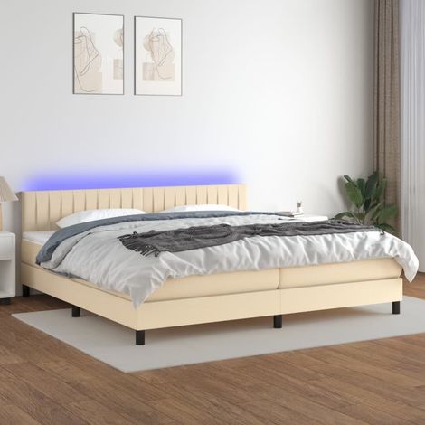 Boxspringbett mit Matratze & LED Creme 200x200 cm Stoff vidaXL (1/5)