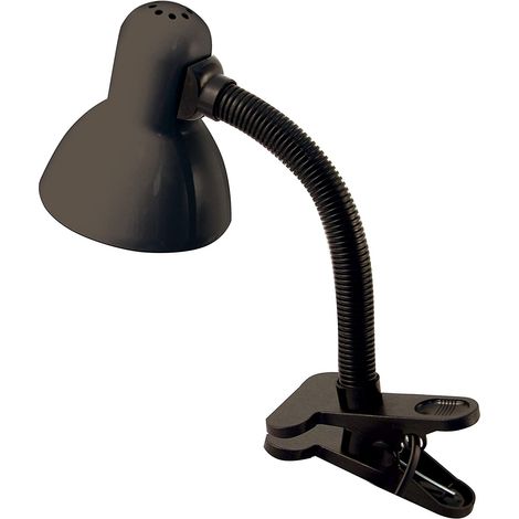 VELAMP CHARLESTON CLIP: Lampe de bureau avec culot E27 et clip, noir (1/4)