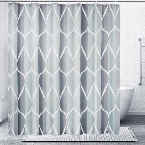 Accessoires de salle de bain - Rideau de douche imperméable - 120 x 180 cm - Polyester gris - Avec 12 crochets (1/4)