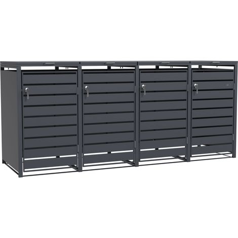 Axi Lucas Cache Poubelle Métallique Anthracite - Abri Poubelle Pour 4 Conteneurs - Max. 240L - Abri Poubelle Extérieur Avec Excellente Ventilation