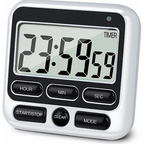 (Noir/Blanc, 8x7.8x2CM) 1 PCS Chronomètre électronique multifonctionnel à semi-conducteurs, chronomètre de cuisine, chronomètre numérique (1/5)
