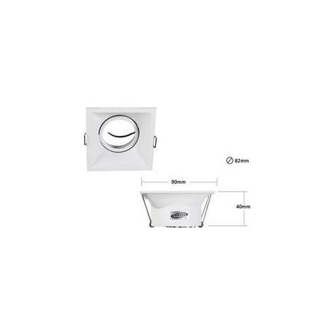 Trade Shop - Einbaustrahlerhalter verstellbar Strahlerhalterung quadratisch GU10 Loch 82 mm P14 - Weiß