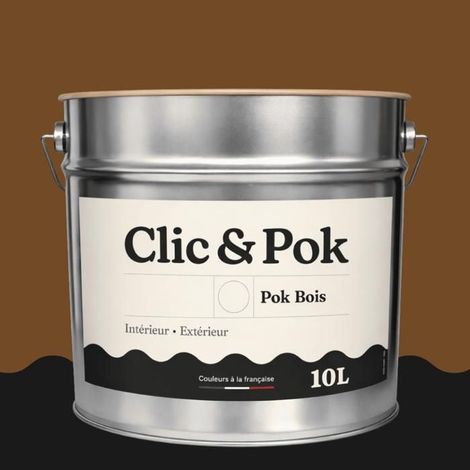 Peinture Bois Extérieur – POK BOIS - 10L - RAL 8008 - Brun olive- Résistante aux intempéries - Ne s'écaille pas (1/4)