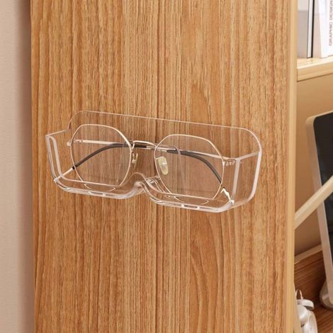 Boite De Rangement Pour Lunettes - Support Murale Adhesif Sans Perçage - Plastique Transparent - 17,5 x 5,8 x 3,5 cm - Pour Chambre Salle De Bain Ou Entree (1/3)