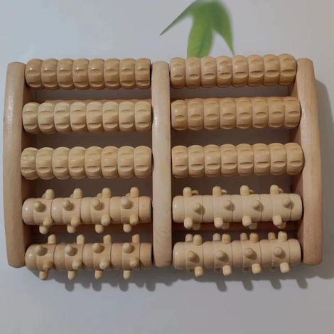 Filiyano-Rouleaux de massage des pieds en bois avec acupression pour soulager les douleurs myofasciales et la fasciite plantaire. (1/4)
