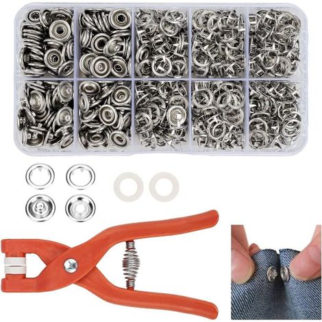 300 Pièces 10mm Boutons Pression, Pressions Couture avec Pince Bouton Pression, Argent Pression Metal Couture Avec Boîte De Rangement Pince Pression Couture pour Couture de Vêtements D'Enfants