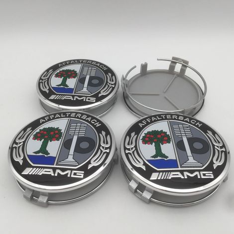 (Pommier 75 couleurs) - Lot de 4 autocollants 3D 75 mm pour emblèmes de voiture AMG, cache-moyeux et accessoires de style (1/5)