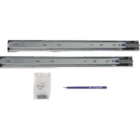 Schubladenschienen 600mm softclose Kugelführung - Vollauszug mit integrierter Dämpfung, 32-Systemlochung - 1 Paar (1/5)