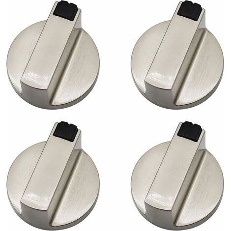 Bouton de cuisinière à gaz – Pack de 4 commandes universelles en acier, axe 6 mm, compatible avec four et plaque de cuisson (1/4)