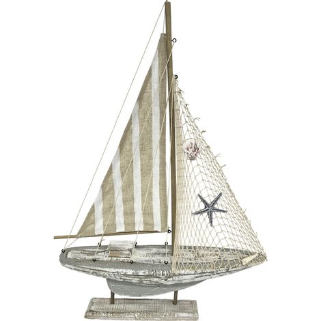 MDF-Segelboot L – Nautische Dekoration im rustikalen und eleganten Stil