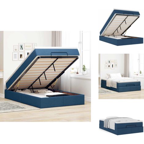 Cadre de lit ottoman avec matelas bleu 120x200 cm tissu - Cadre De Lit Ottoman - Cadres De Lit Ottoman - Cadre De Lit - Cadre De Lit Avec Rangement (1/5)