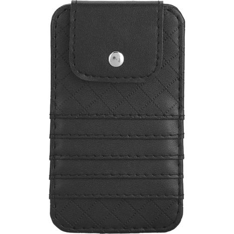 Borsa portaoggetti per auto - Borsa portaoggetti per aletta parasole - Interni auto - Pelle in microfibra - Misura universale - Nero (1/2)