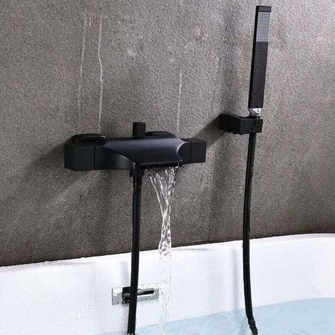 Wall-mounted waterfall bath mixer – High-flow waterfall spout – Wall-mounted – Lead-free – Bronze brass handle (1/5)
