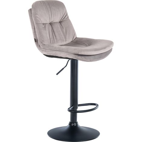 Sgabello alto x1 per cucina e bar con seduta in morbido velluto grigio e struttura in metallo nero 100005692