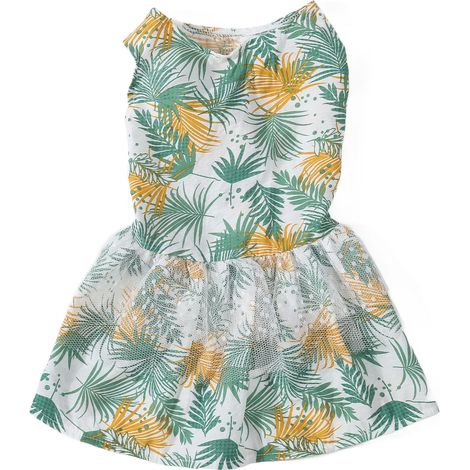 Robe d'été pour chien, motif de feuilles exquis à la mode, mignon chien pour chats, chiot XS (1/5)