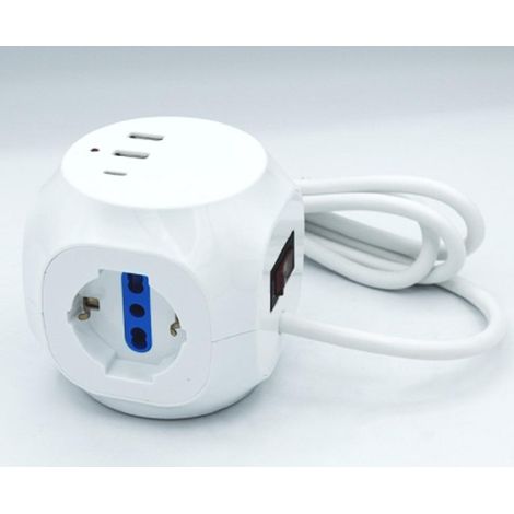 Fai multipresa cubo 3 prese 10/16a+3usb 8026 (1/2)