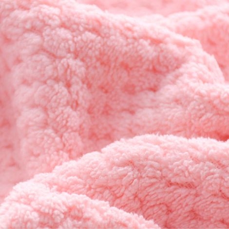 Serviette de bain en velours corail, absorbante, couleur unie, rose, idéale pour la salle de bain ou l'hôtel. (1/3)