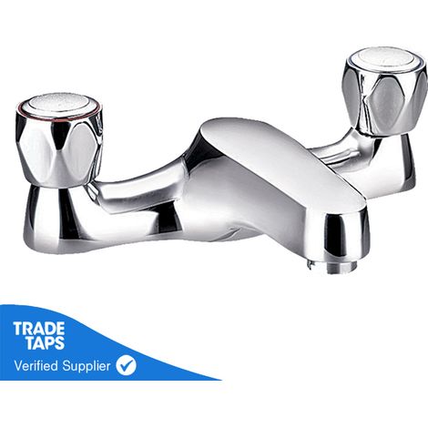 Two Handle Club Taps Bath Filler Chrome Basin Sink Contempory Bathroom