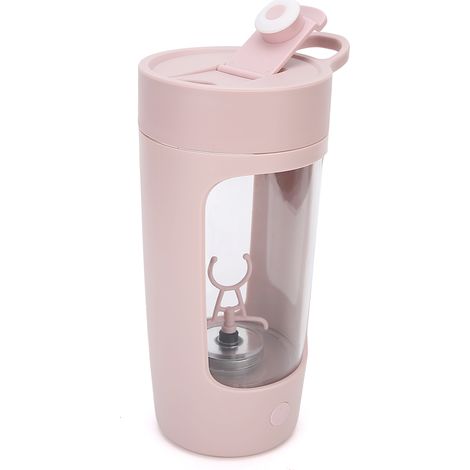 Blender portable automatique rechargeable USB 650 ml avec gobelet mélangeur et bouteille, outil de cuisine rose (1/5)