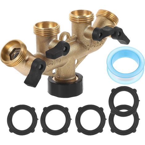 Répartiteur de tuyau d'arrosage en laiton avec raccord de robinet (lot de 3) (1/5)