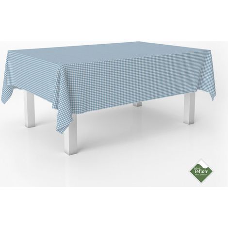 Nappe Vichy Petits Carreaux Anti-Taches Ronde 140 cm Bleu (1/5)