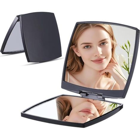 royaluxe - Miroir de poche compact et tendance pour femme, élégant et discret, avec grossissement x2 et x1. Ce miroir pliable double face est idéal (1/5)