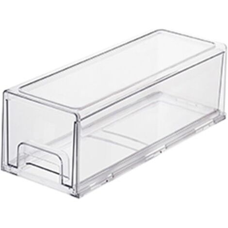 BUNTHAUS Stapelbare Kühlschrank-Aufbewahrungsbehälter mit ausziehbarer Schublade, für Gefrierschrank, Schrank, Küche, Speisekammer (Größe: 33,5 x 12,5 x 11 cm) (1/5)