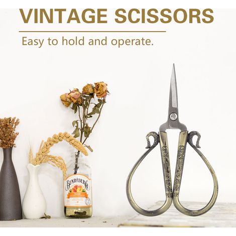 Ciseaux de couture vintage en acier inoxydable, outil de coupe classique pour loisirs créatifs (4) (1/5)