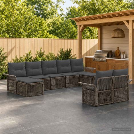 Set Divano da Giardino 9 pcs Grigio polyrattan vidaXL (1/5)