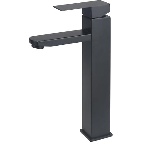 Robinet Salle de Bain Lavabo Carrés en Acier Inoxydable de Noir (1/5)