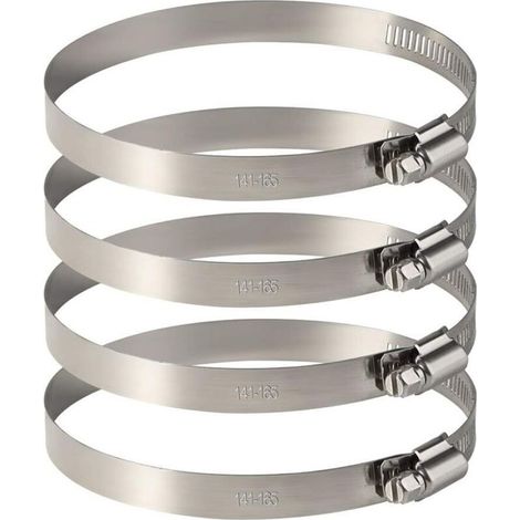 Lot de 4 Colliers de Serrage Tuyau en Acier Inoxydable - Ajustables pour la Fixation de Durites Souples (141mm-165mm) (1/5)