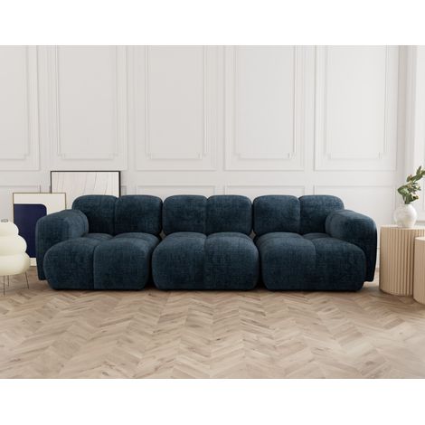 Grace - canapé modulable 3 places en velours texturé - bleu (1/5)