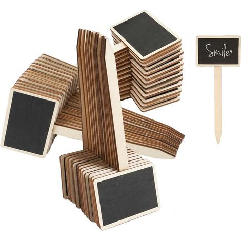Etiquette Jardin - Bois Noir Revêtement Ardoise - 15 x 6,5 cm - Forme T Pour Fixation En Terrain - 30 Pièces (1/5)