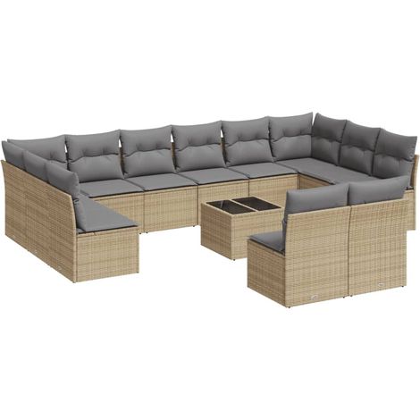Maison Exclusive - 13-tlg. Garten-Sofagarnitur mit Kissen Beige P