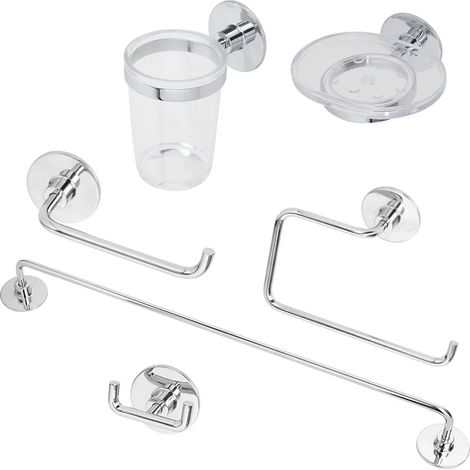 Set accessori a muro 6 pezzi in acciaio cromato e viti incluse Idea (1/5)
