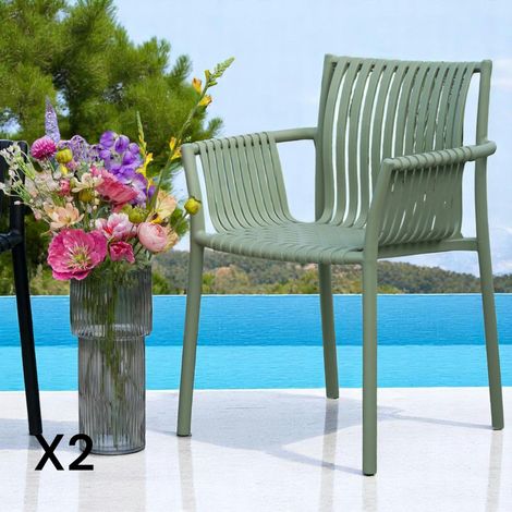 Chaise de jardin verte (lot de 4) MENDOZA (1/5)