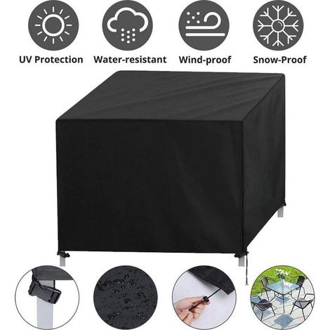 Housse Protection Salon Jardin 126x126x74cm Oxford Étanche Table Extérieur Corde Boucle (1/5)