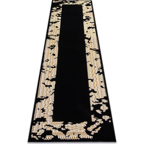 Teppich, Läufer ALLURE 1965 Rahmen - Strukturell, stilvoll, glamourös schwarz / gold black 80x200 cm