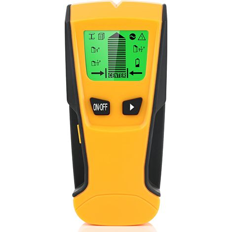 Escáner de pared 5 en 1,Detector de espárragos, detector de alambres vivos, perno prisionero de pantalla LCD retroiluminada y detector de tuberías, hasta 3" (75mm) (1/5)