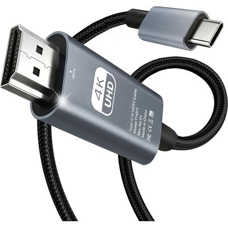 Cable USB C vers HDMI 2M, Câble USB Type C vers HDMI 4K UHD, Thunderbolt 4/3 vers HDMI Compatible avec iPhone 17/16/15, MacBook Pro/Air, iMac, iPad, Galaxy S25/S24/S23, Surface, Dell, HP (1/5)