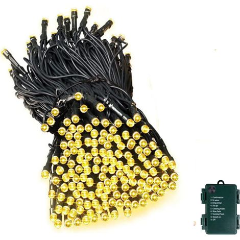 Lichterkette für Zuhause (mit Timer), IP44, 8 Modi, 5 Meter, 50 LEDs, batteriebetrieben, für den Innen- und Außenbereich, Halloween, Weihnachten, Feiertage, Hochzeiten, Partys (Warmweiß) (1/5)