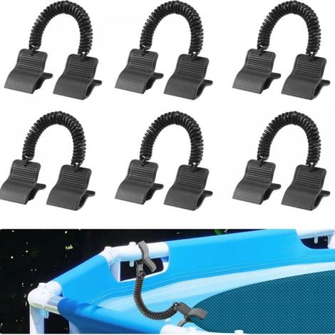 6pcs Clips Couverture Piscine pour Piscines Hors Sol, Clips de Fixation de Couverture Solaire Pare-Vent Clips de Couverture Solaire de Piscine Noirs Pinces de Couverture de Piscine Kit (1/5)