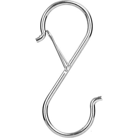 Los ganchos en forma de S con anillos de seguridad son perfectos para colgar plantas, armarios, utensilios de cocina, bolsos, etc. (Plata, 1 unidad) (1/5)