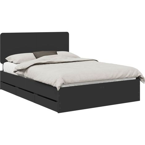 Estructura de cama Negro 150 x 200 cm Madera Ingenieril vidaXL