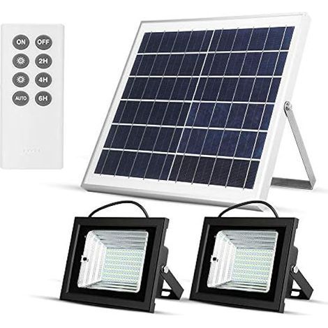Solaire Projecteurs Extérieure 112 LED Lampe à double tête, Télécommande de sécurité Lumières solaires Du crépuscule à l'aube 18W 800lm IP65 Étanche Solaire Jardin, Patio, Éclairage de garage (1/5)