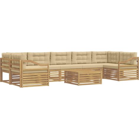Conjunto de sofás de exterior 8 uds. 7 plaza y Beige vidaXL (1/5)