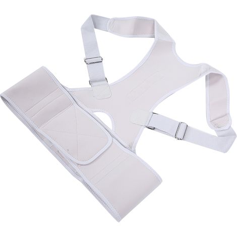 Correcteur de posture magnétique pour le dos et la colonne vertébrale, ceinture de correction de la cyphose (blanche) L (1/5)