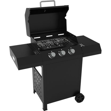 Barbecue a Gas 1235,5x57,5x123 cm 3 Fuochi in Acciaio Cazorla Nero (1/4)