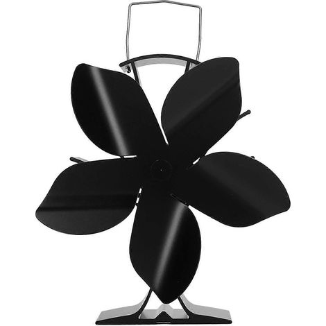 Ofenventilator, wärmebetrieben, geräuscharm, aus Aluminiumlegierung, 5 Flügel, Kaminzubehör für Zuhause
