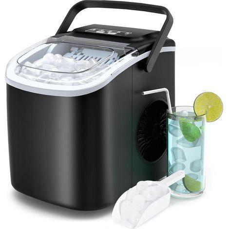 Ice Maker, 12kg/24h, 9 Ice Cubes in 6-10 Minutes, Self-Cleaning Ice Maker with Portable Handle, for Home/Kitchen/Camping (1/5)